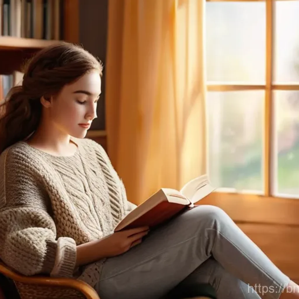 공감 기반 UX 평가 방법 - **Prompt 1: Cozy Reading Nook**
"A young woman, in her early 20s, with warm brown hair, is comfo...