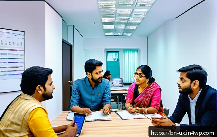 사용자 조사에서의 공감적 접근법 - A detailed scene of a Bengali user research session in a modern office, featuring diverse Bengali pa...