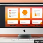 UX 디자인에서의 심리적 요소의 중요성 - A vibrant UX design workspace showing a modern computer screen displaying a sleek, transparent websi...