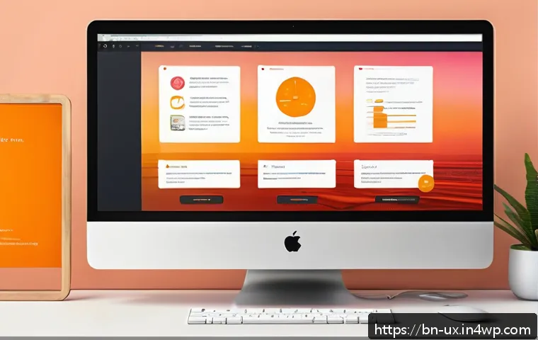 UX 디자인에서의 심리적 요소의 중요성 - A vibrant UX design workspace showing a modern computer screen displaying a sleek, transparent websi...